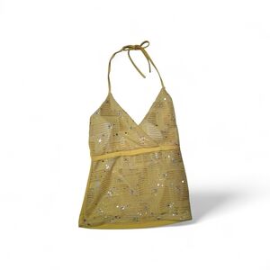 Yellow Sequin Halter Top